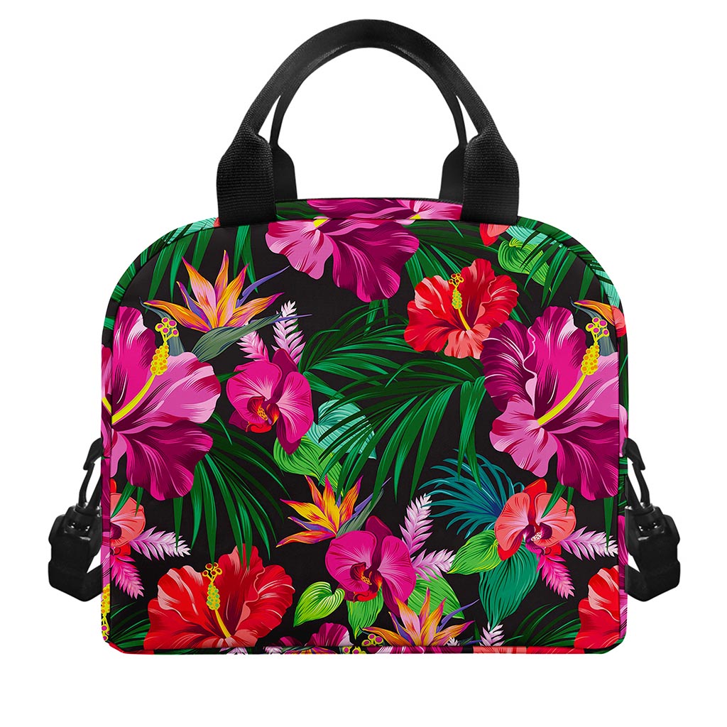 Hawaiian Floral Flowers Pattern Print Insulated Lunch Bag
