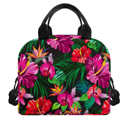 Hawaiian Floral Flowers Pattern Print Insulated Lunch Bag