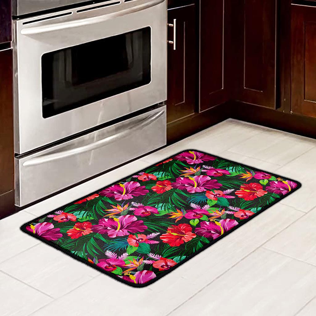 Hawaiian Floral Flowers Pattern Print Kitchen Mat