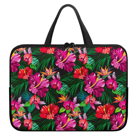 Hawaiian Floral Flowers Pattern Print Laptop Sleeve With Handle