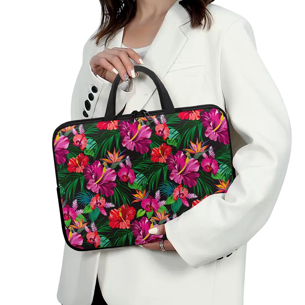 Hawaiian Floral Flowers Pattern Print Laptop Sleeve With Handle
