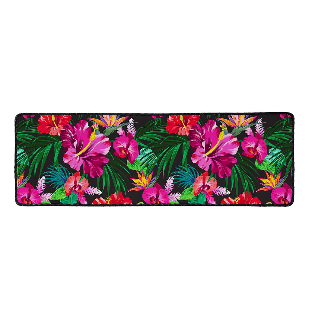 Hawaiian Floral Flowers Pattern Print Long Kitchen Mat