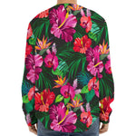 Hawaiian Floral Flowers Pattern Print Long Sleeve Baseball Jersey