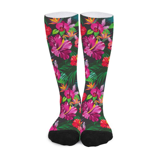 Hawaiian Floral Flowers Pattern Print Long Socks