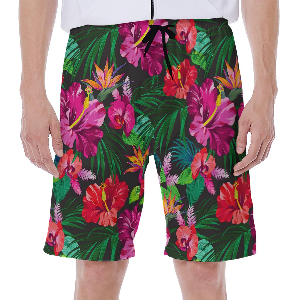 Hawaiian Floral Flowers Pattern Print Men's Beach Shorts