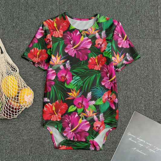 Hawaiian Floral Flowers Pattern Print Men's Bodysuit