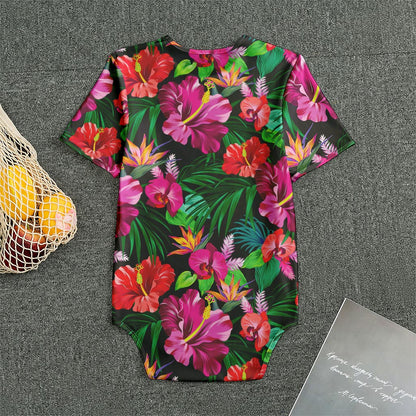 Hawaiian Floral Flowers Pattern Print Men's Bodysuit