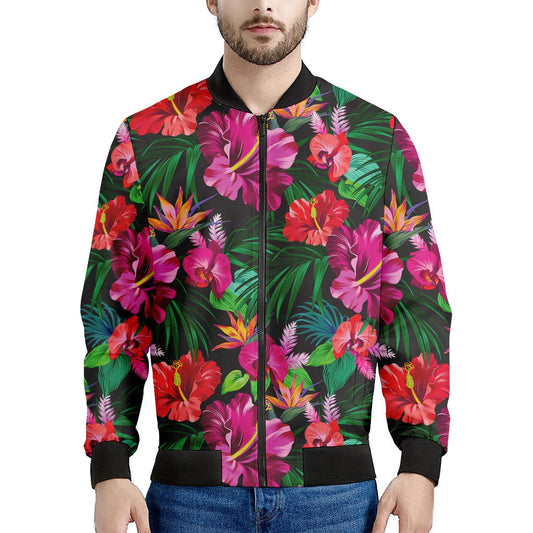 Hawaiian Floral Flowers Pattern Print Men's Bomber Jacket