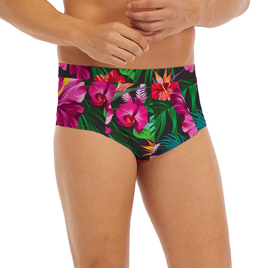 Hawaiian Floral Flowers Pattern Print Men's Briefs