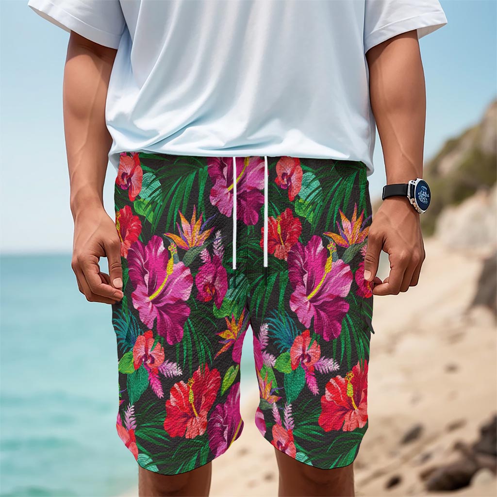 Hawaiian Floral Flowers Pattern Print Men's Cargo Shorts