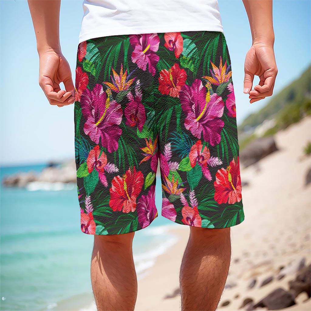 Hawaiian Floral Flowers Pattern Print Men's Cargo Shorts