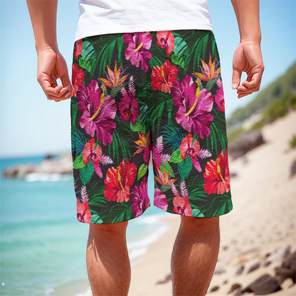 Hawaiian Floral Flowers Pattern Print Men's Cargo Shorts