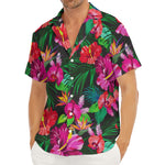 Hawaiian Floral Flowers Pattern Print Men's Deep V-Neck Shirt