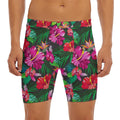 Hawaiian Floral Flowers Pattern Print Men's Long Boxer Briefs