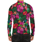 Hawaiian Floral Flowers Pattern Print Men's Long Sleeve Rash Guard