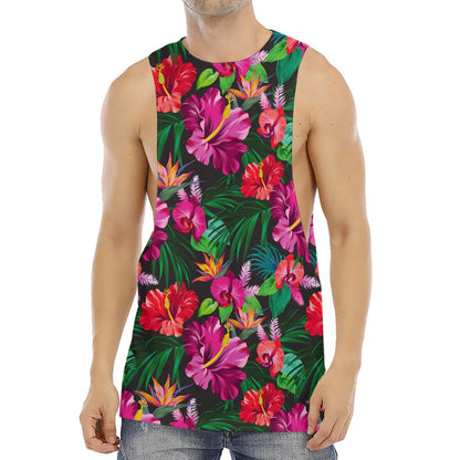 Hawaiian Floral Flowers Pattern Print Men's Muscle Tank Top