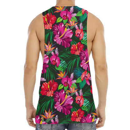 Hawaiian Floral Flowers Pattern Print Men's Muscle Tank Top