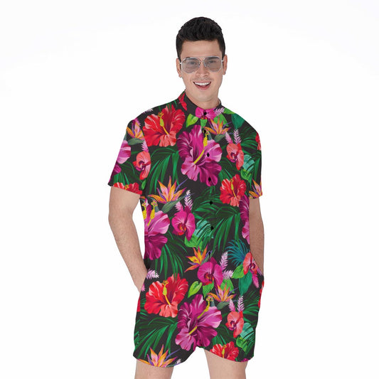 Hawaiian Floral Flowers Pattern Print Men's Rompers