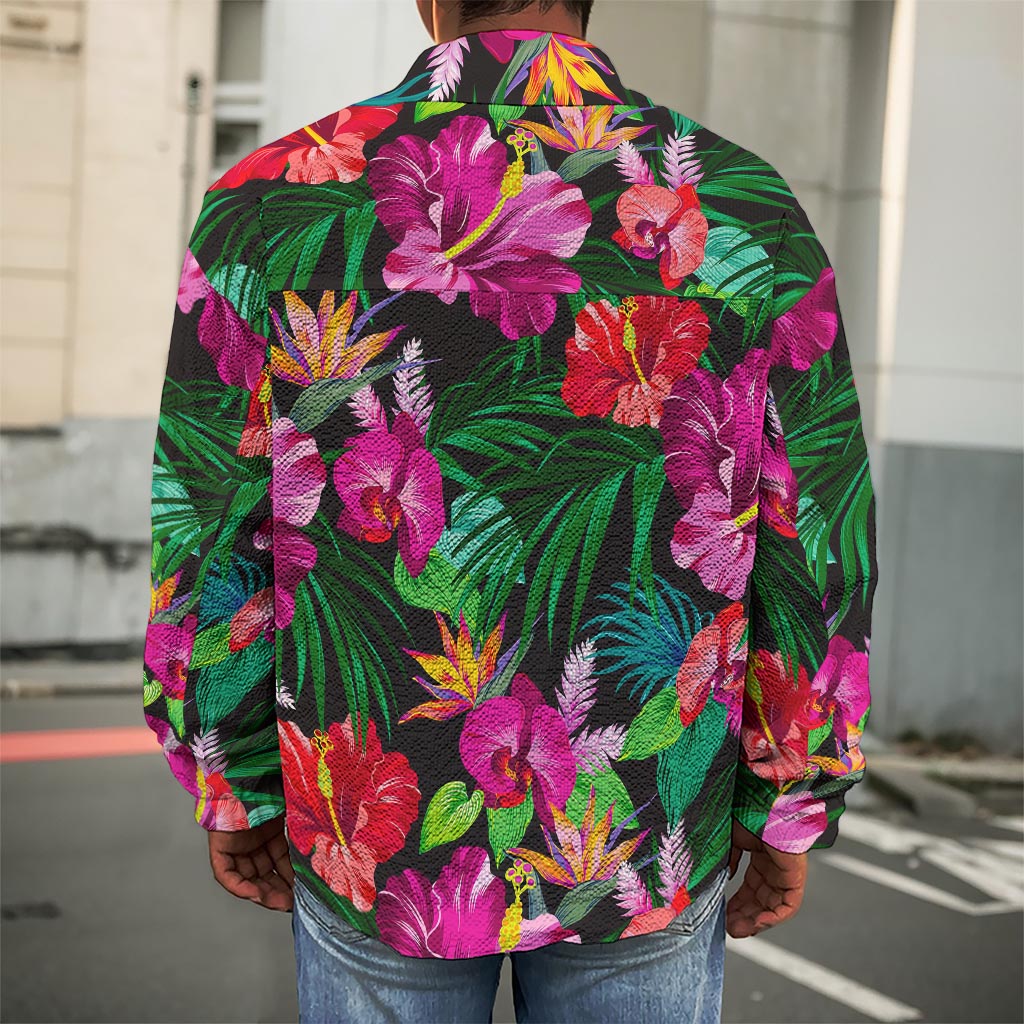 Hawaiian Floral Flowers Pattern Print Men's Shirt Jacket
