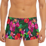Hawaiian Floral Flowers Pattern Print Men's Short Boxer Briefs