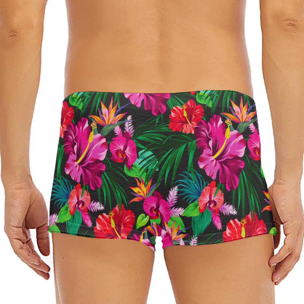 Hawaiian Floral Flowers Pattern Print Men's Short Boxer Briefs