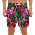 Hawaiian Floral Flowers Pattern Print Men's Split Running Shorts