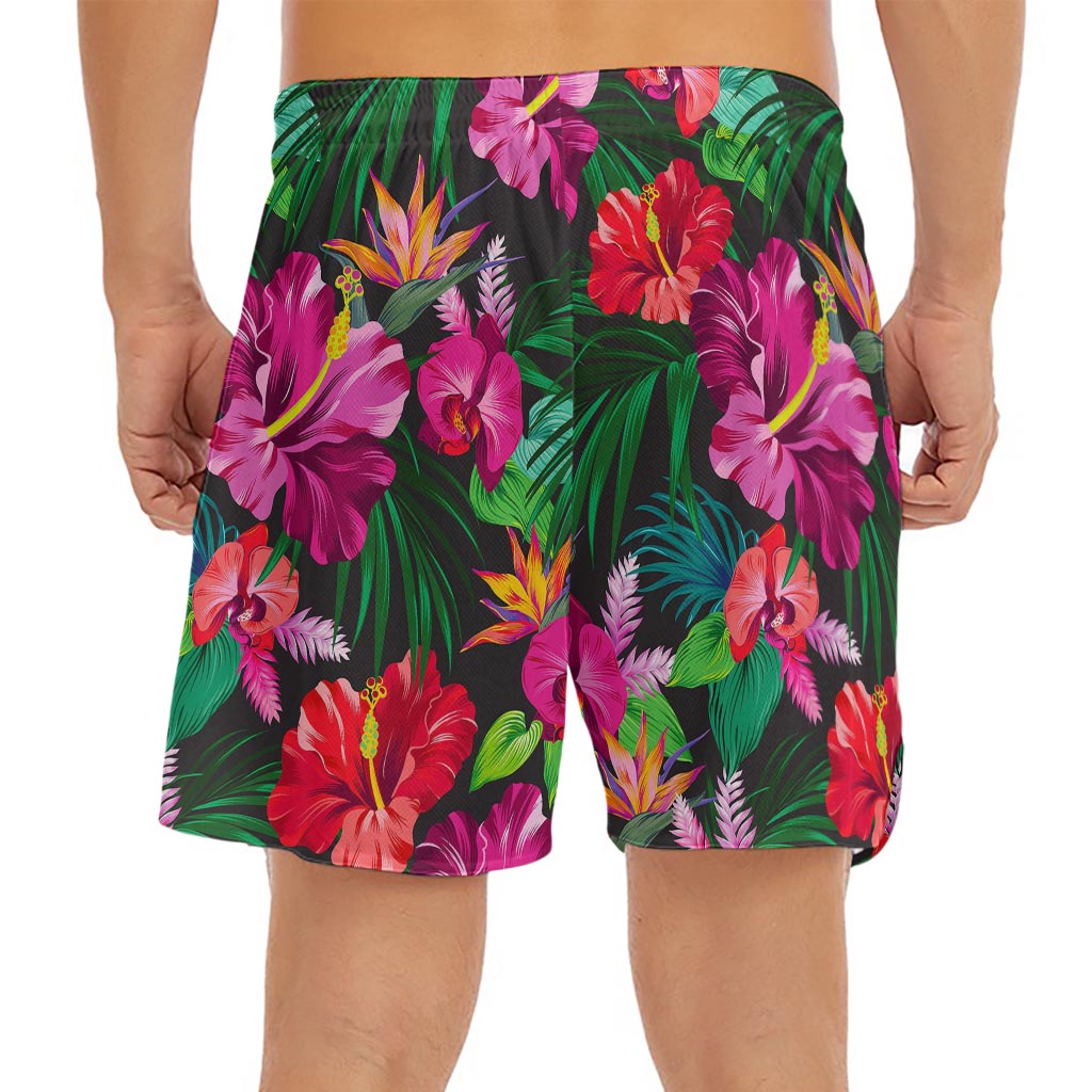 Hawaiian Floral Flowers Pattern Print Men's Split Running Shorts
