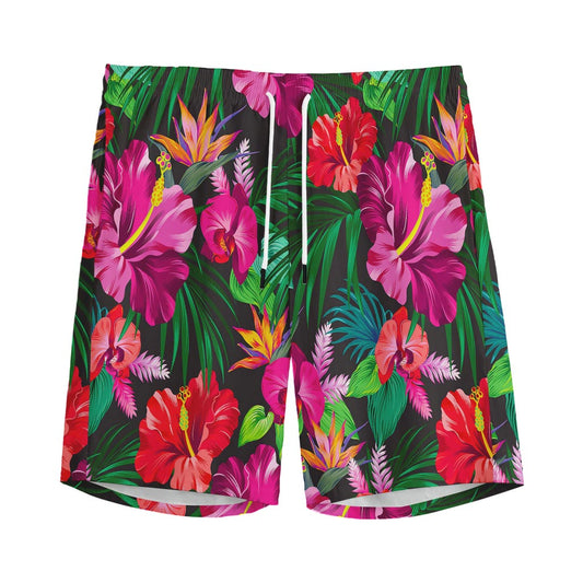 Hawaiian Floral Flowers Pattern Print Men's Sports Shorts