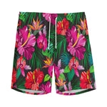 Hawaiian Floral Flowers Pattern Print Men's Sports Shorts