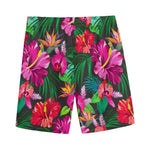 Hawaiian Floral Flowers Pattern Print Men's Sports Shorts