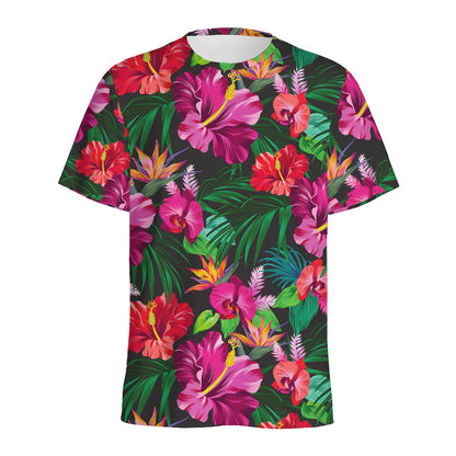 Hawaiian Floral Flowers Pattern Print Men's Sports T-Shirt