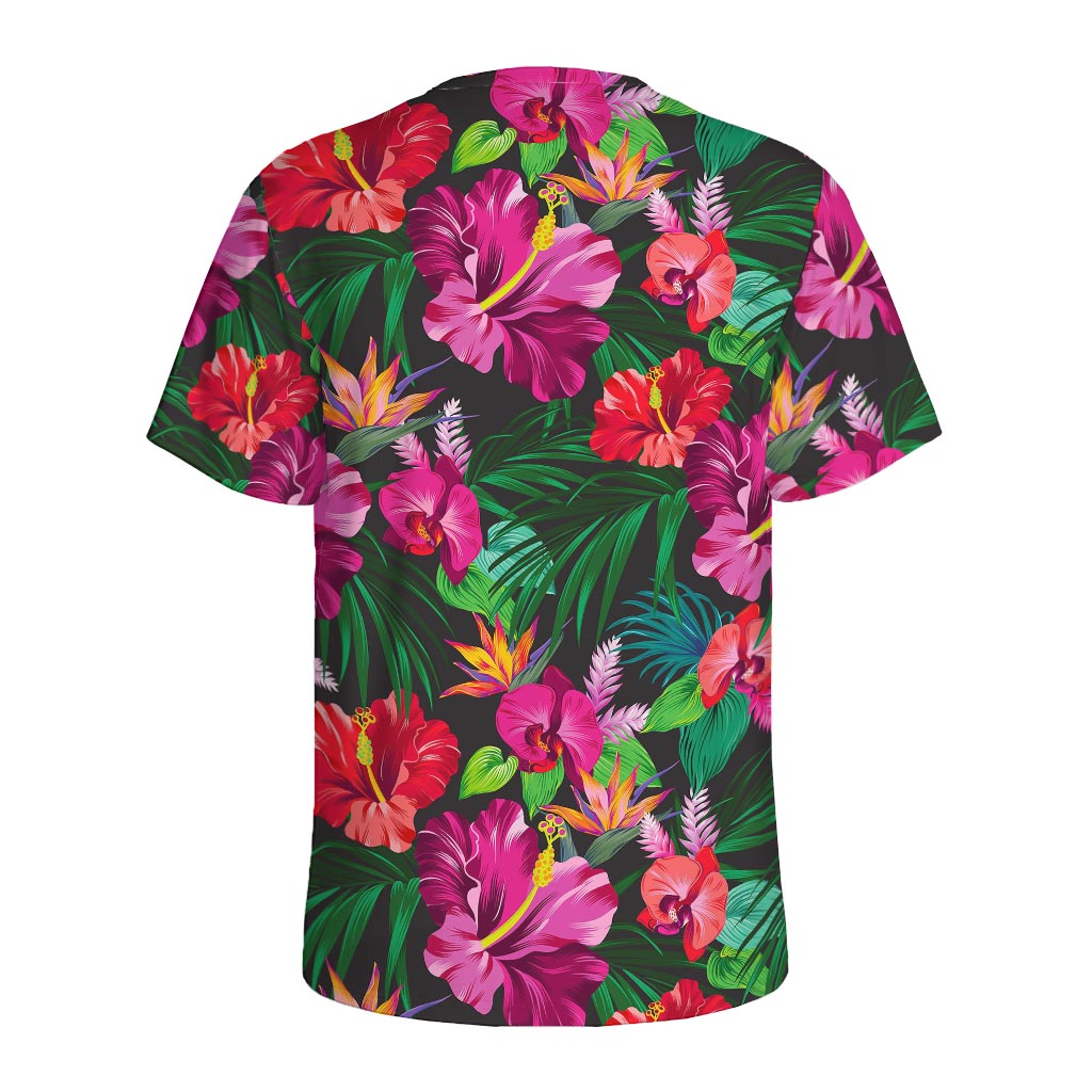 Hawaiian Floral Flowers Pattern Print Men's Sports T-Shirt