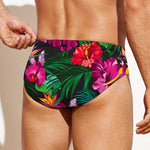 Hawaiian Floral Flowers Pattern Print Men's Swim Briefs