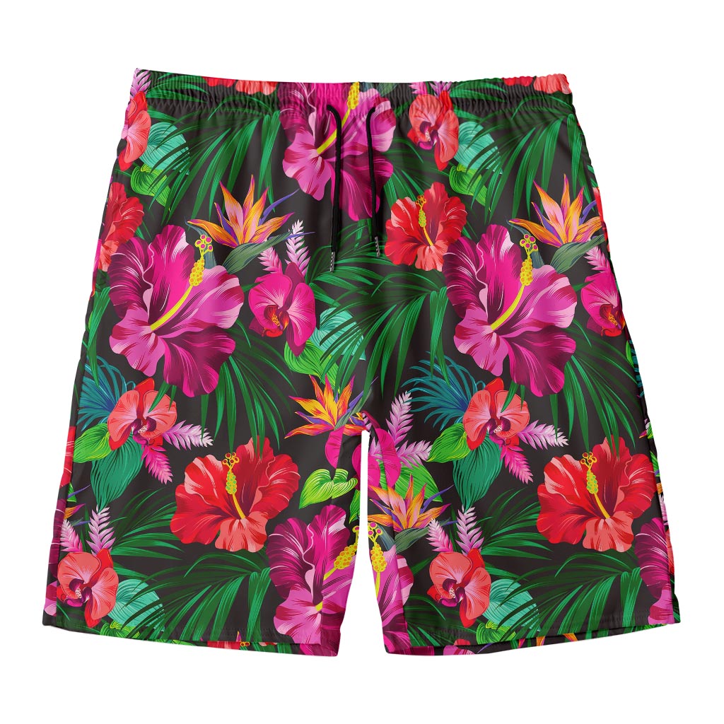 Hawaiian Floral Flowers Pattern Print Men's Swim Trunks