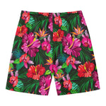 Hawaiian Floral Flowers Pattern Print Men's Swim Trunks