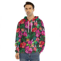 Hawaiian Floral Flowers Pattern Print Men's Velvet Pullover Hoodie