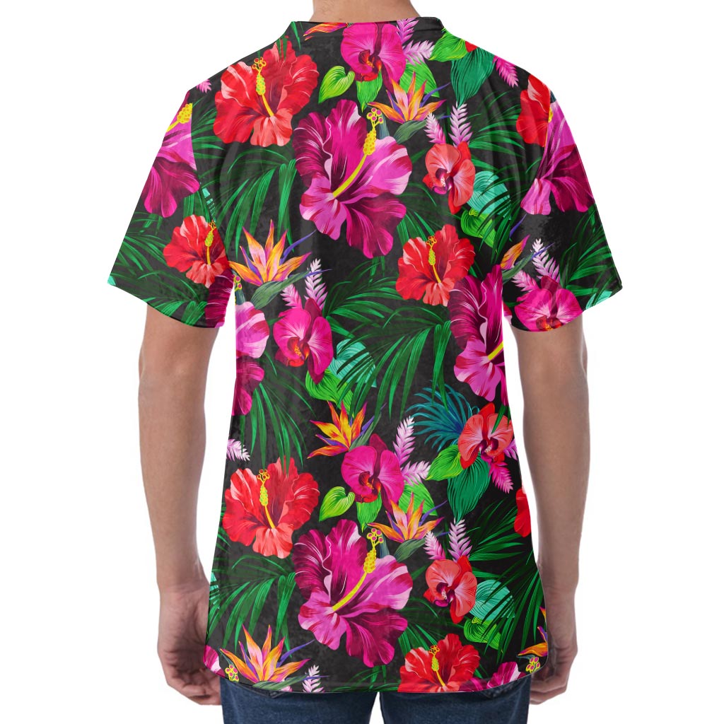 Hawaiian Floral Flowers Pattern Print Men's Velvet T-Shirt