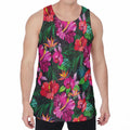 Hawaiian Floral Flowers Pattern Print Men's Velvet Tank Top
