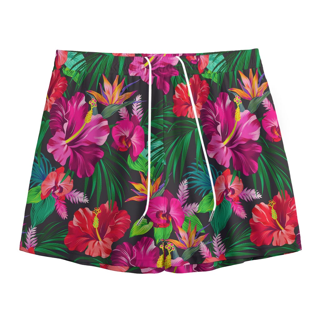 Hawaiian Floral Flowers Pattern Print Mesh Shorts