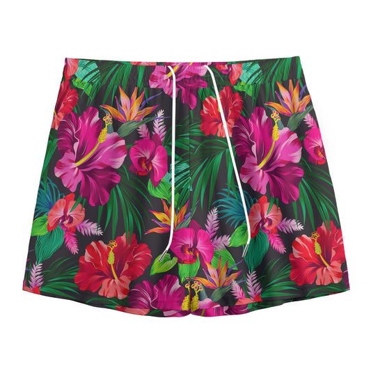 Hawaiian Floral Flowers Pattern Print Mesh Shorts