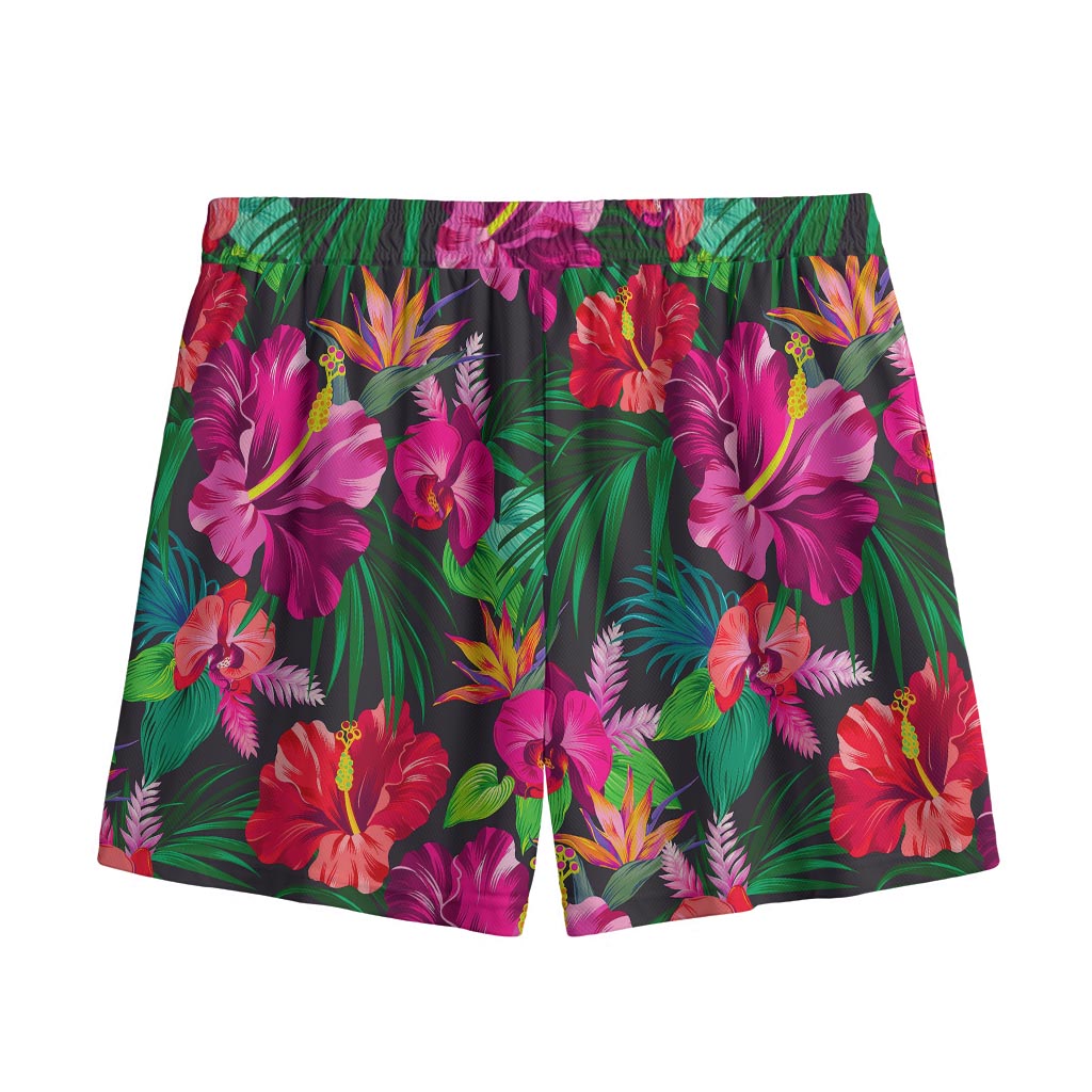 Hawaiian Floral Flowers Pattern Print Mesh Shorts