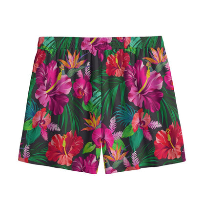 Hawaiian Floral Flowers Pattern Print Mesh Shorts