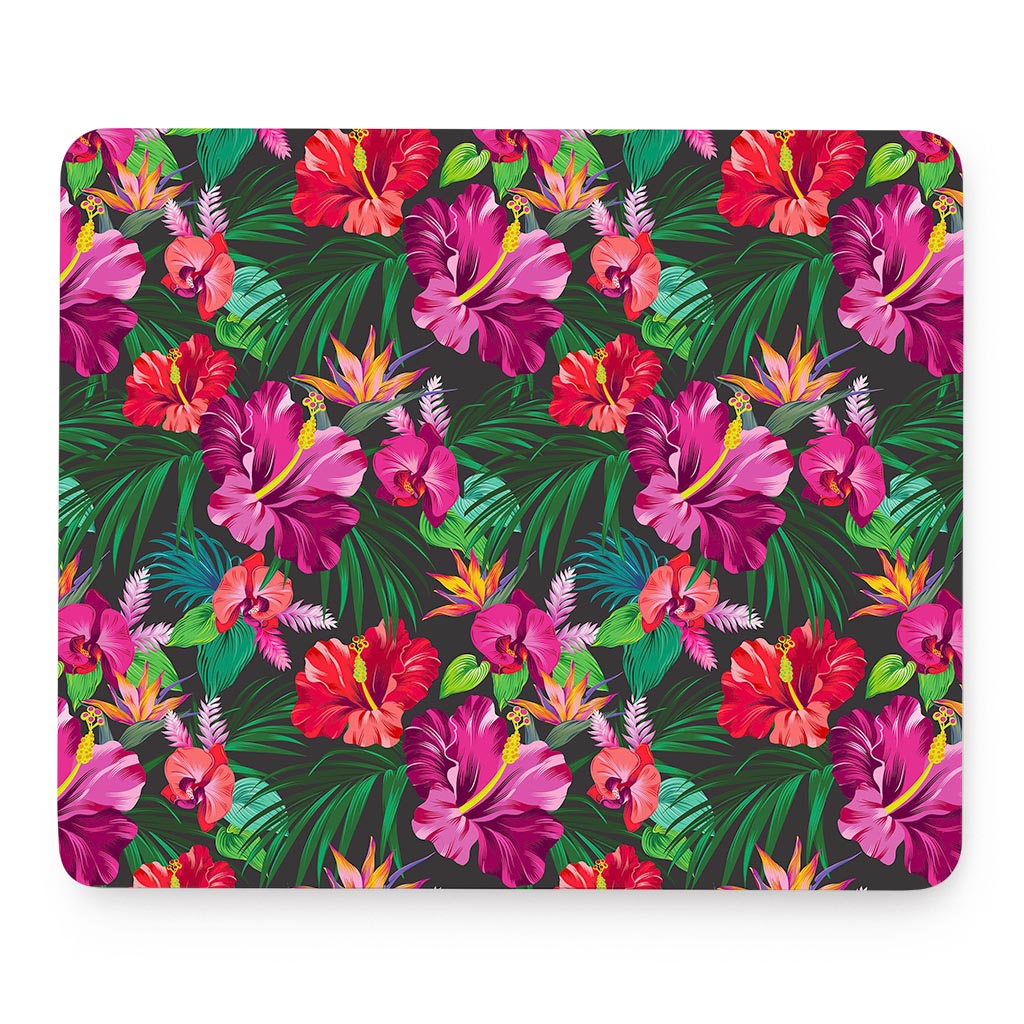 Hawaiian Floral Flowers Pattern Print Mouse Pad