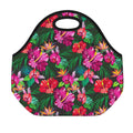 Hawaiian Floral Flowers Pattern Print Neoprene Lunch Bag
