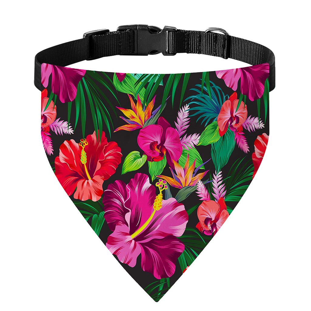 Hawaiian Floral Flowers Pattern Print Over The Collar Dog Bandana
