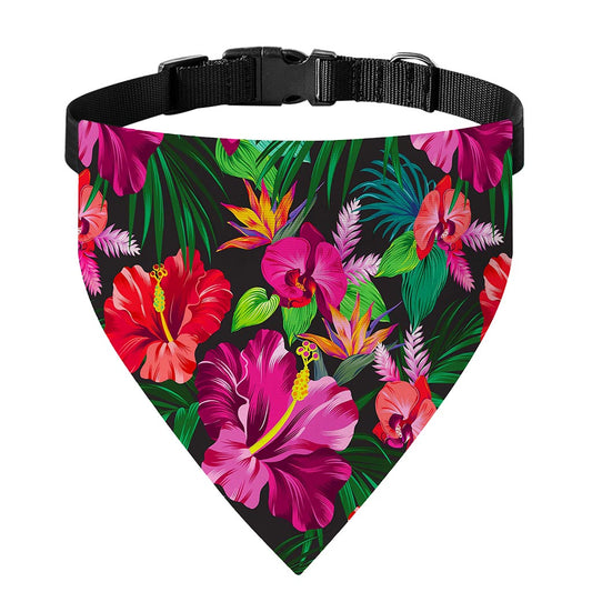 Hawaiian Floral Flowers Pattern Print Over The Collar Dog Bandana