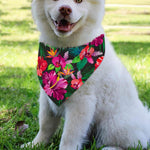 Hawaiian Floral Flowers Pattern Print Over The Collar Dog Bandana