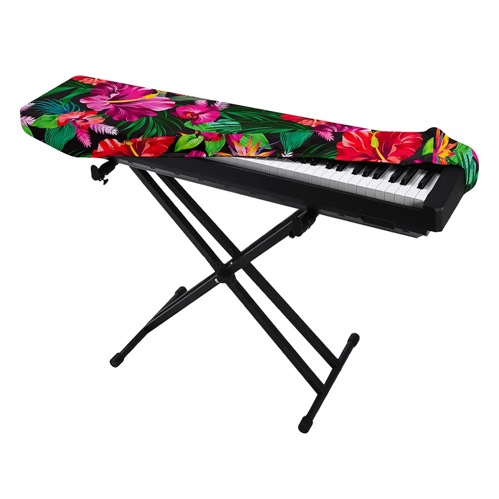 Hawaiian Floral Flowers Pattern Print Piano Keyboard Cover