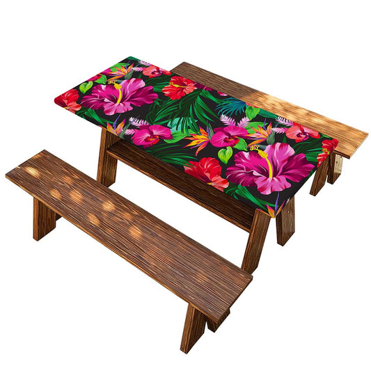 Hawaiian Floral Flowers Pattern Print Picnic Table Cover