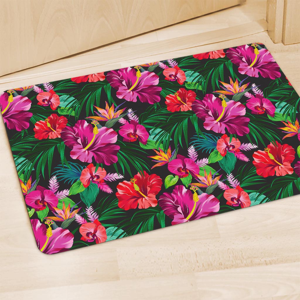 Hawaiian Floral Flowers Pattern Print Polyester Doormat